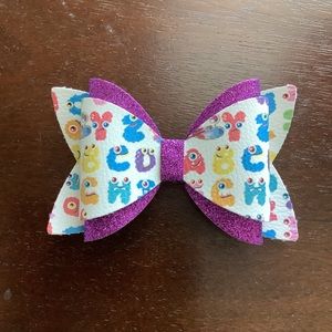 3/$15 🛍️ Monster Alphabet hair bow | back to school barrette | purple glitter